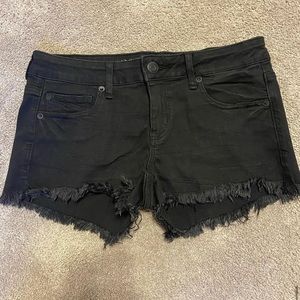 American eagle black low rise jean shorts